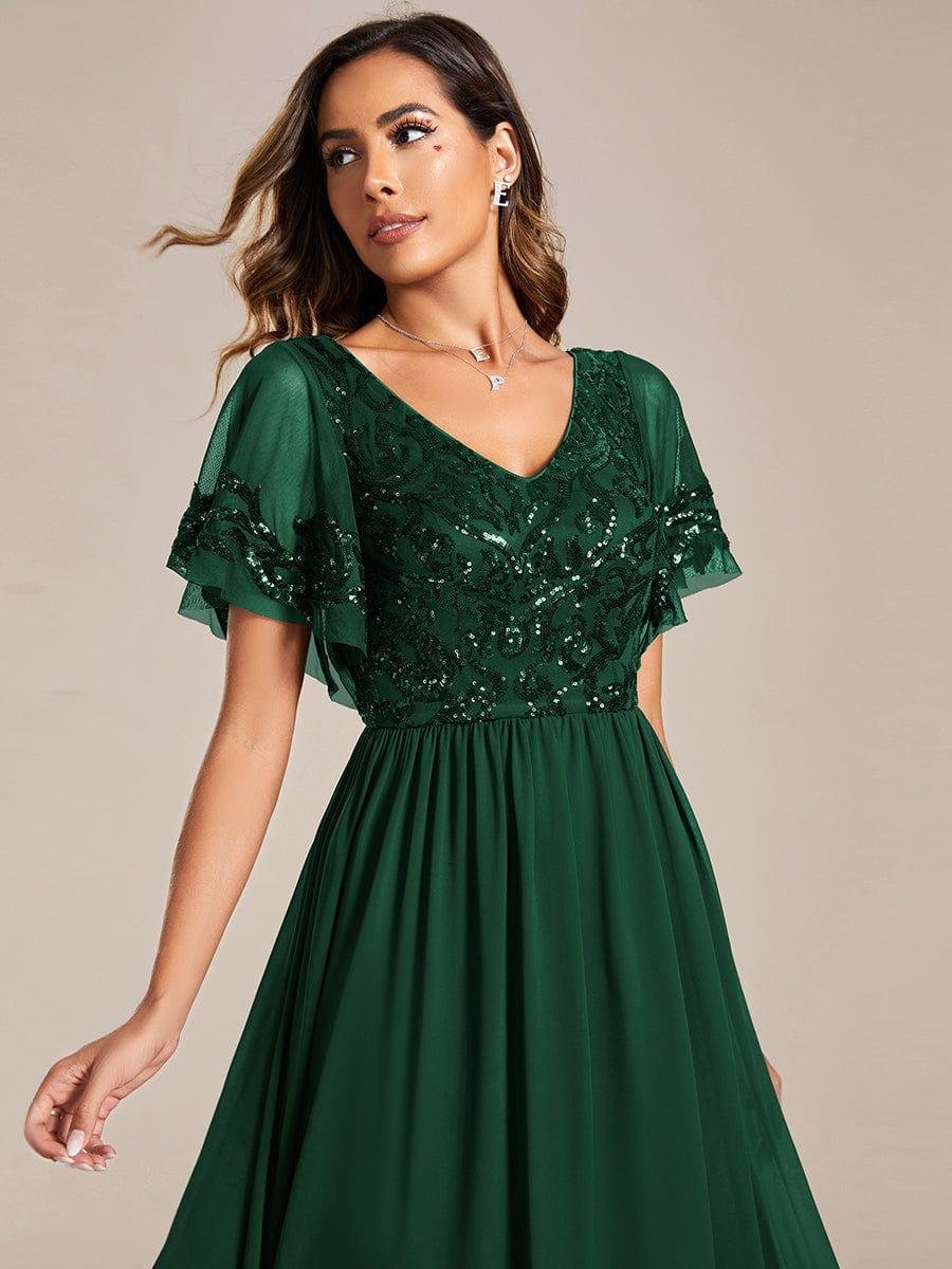 ever HAZEL|Short Sleeve V-Neck Sequin Chiffon A-Line Mother of the Bride Dress - Image 47