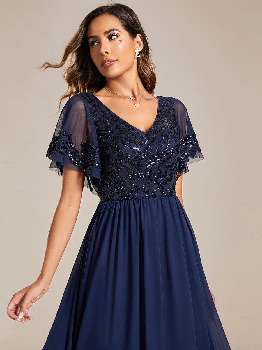 ever HAZEL|Short Sleeve V-Neck Sequin Chiffon A-Line Mother of the Bride Dress - Image 8