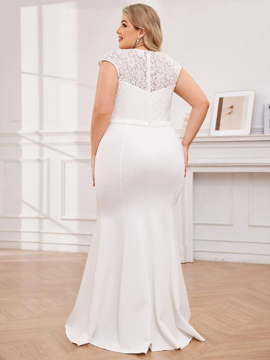 Simple Cap Sleeve Sweetheart Mermaid Style Wedding Dress - Image 17