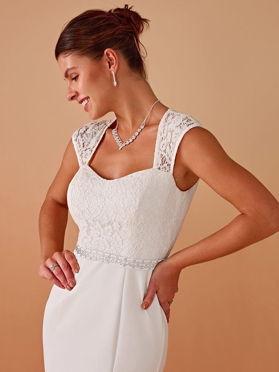 Simple Cap Sleeve Sweetheart Mermaid Style Wedding Dress - Image 3