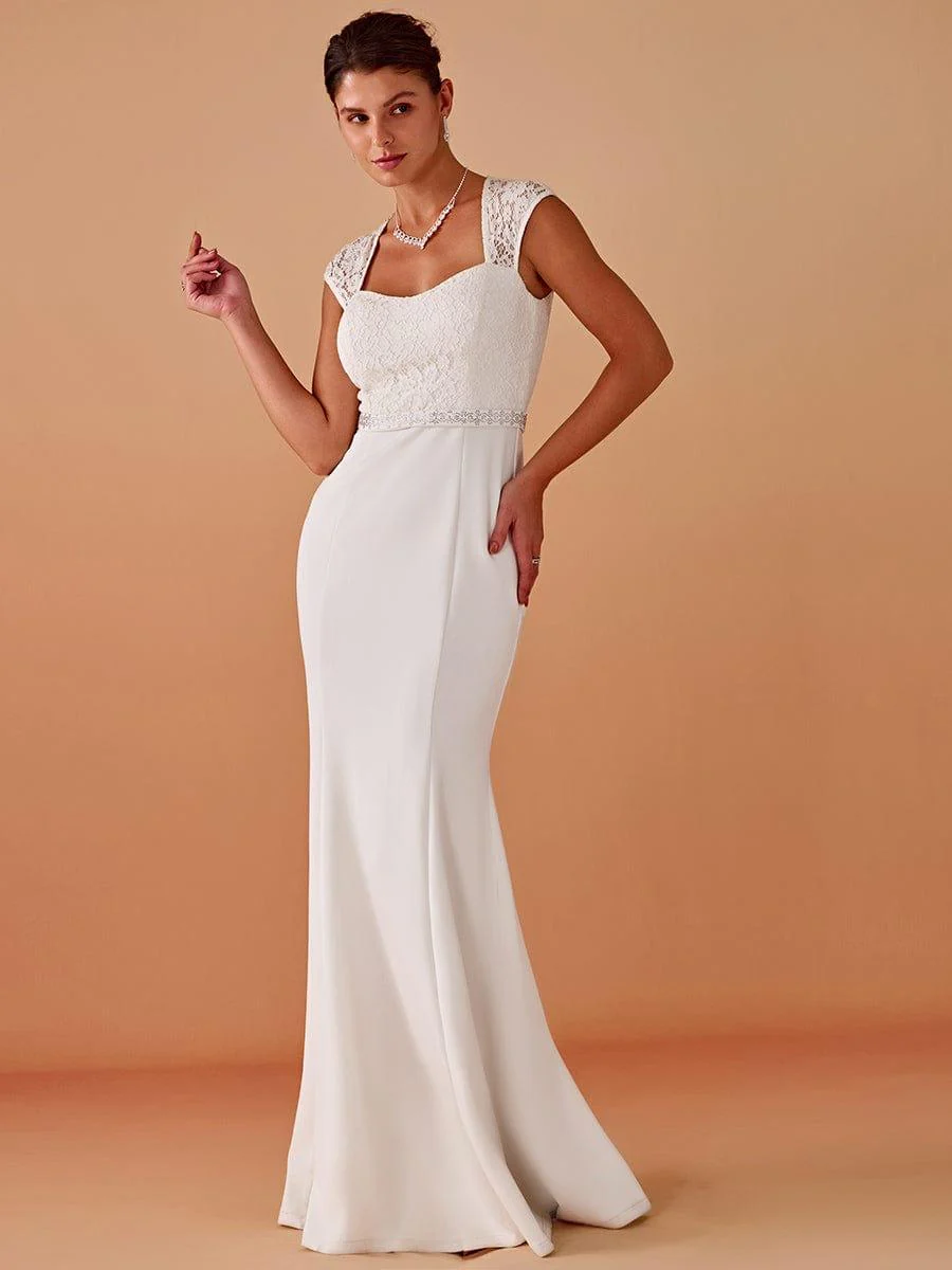 Simple Cap Sleeve Sweetheart Mermaid Style Wedding Dress - Image 5