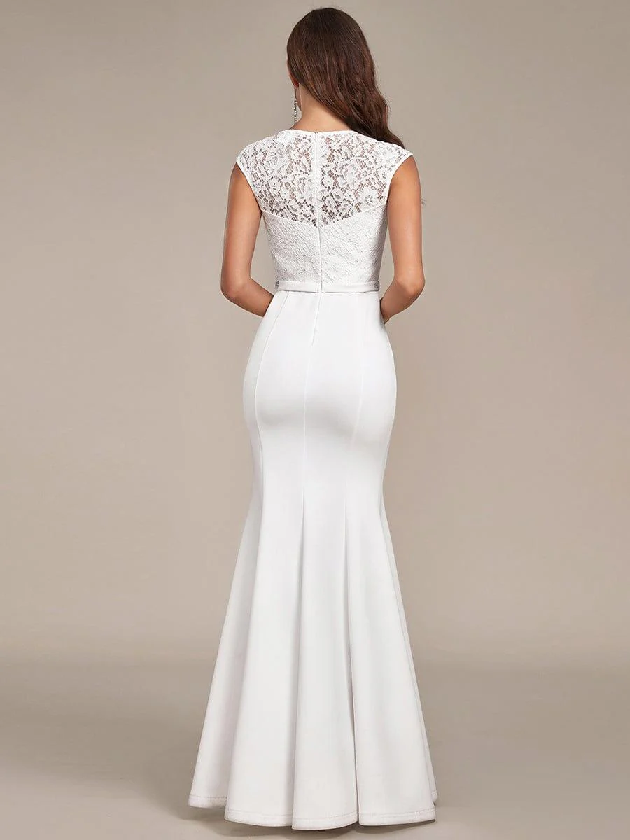 Simple Cap Sleeve Sweetheart Mermaid Style Wedding Dress - Image 8
