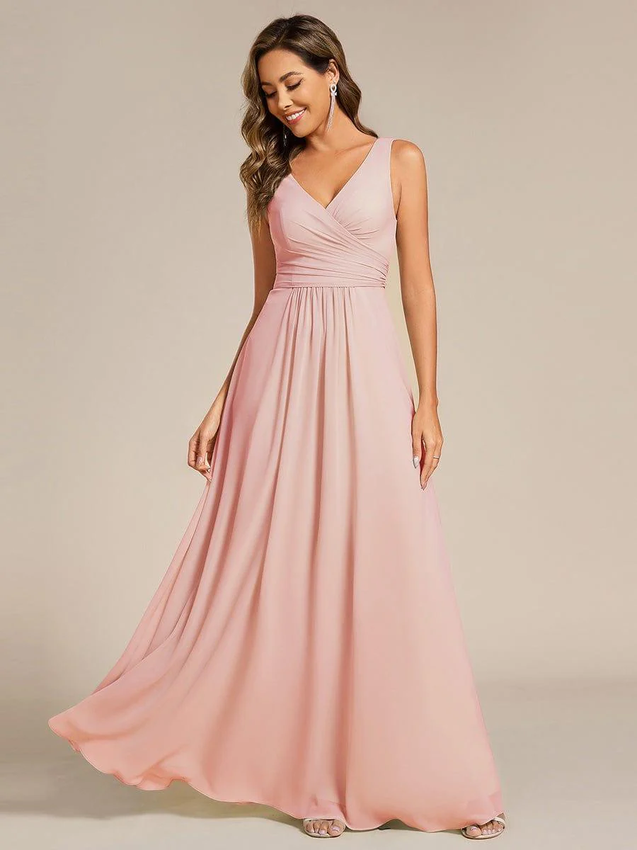 ever SAUYER|Sleeveless A-Line Chiffon Maxi Bridesmaid Dress - Image 24