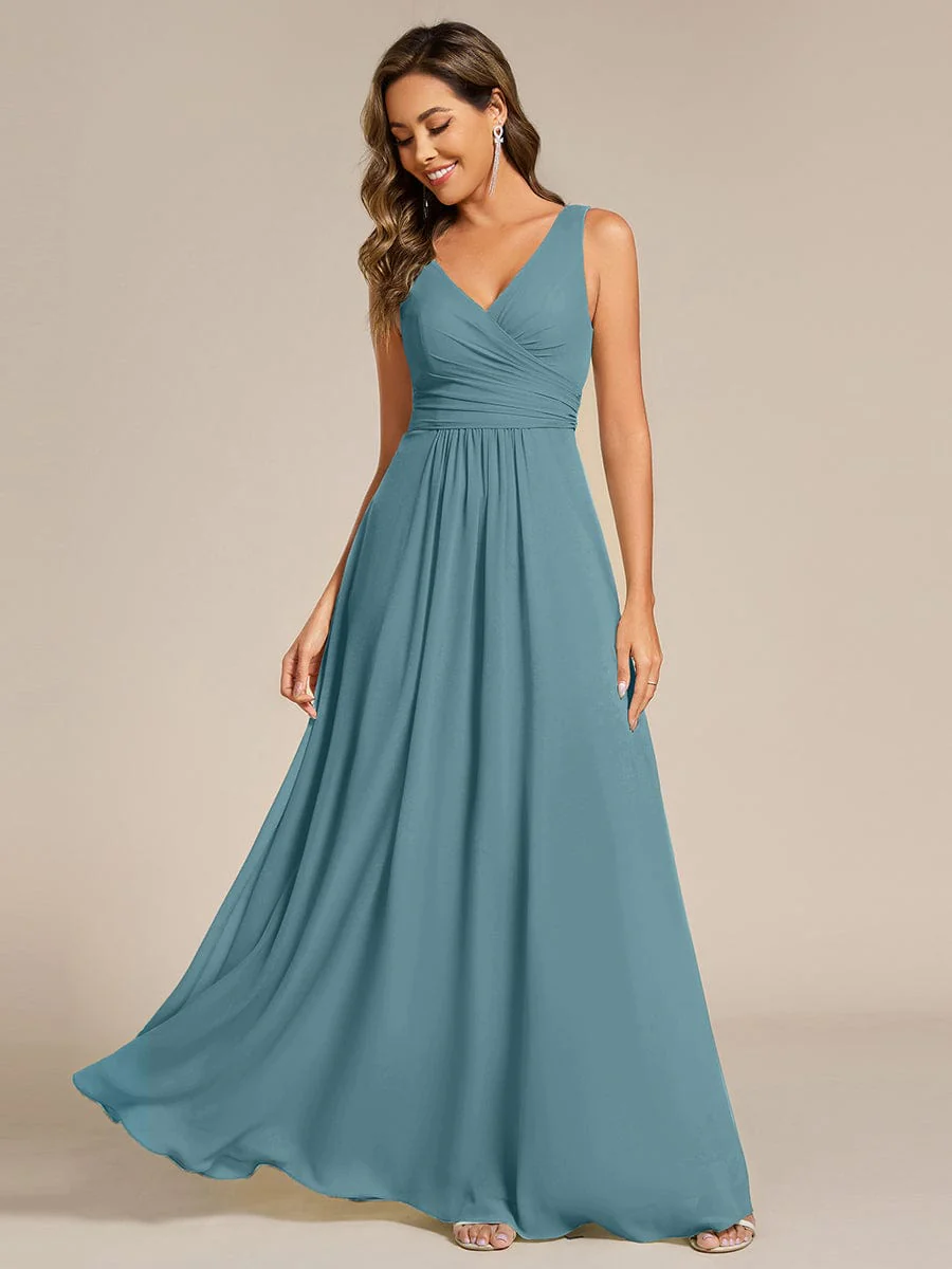 ever SAUYER|Sleeveless A-Line Chiffon Maxi Bridesmaid Dress - Image 43