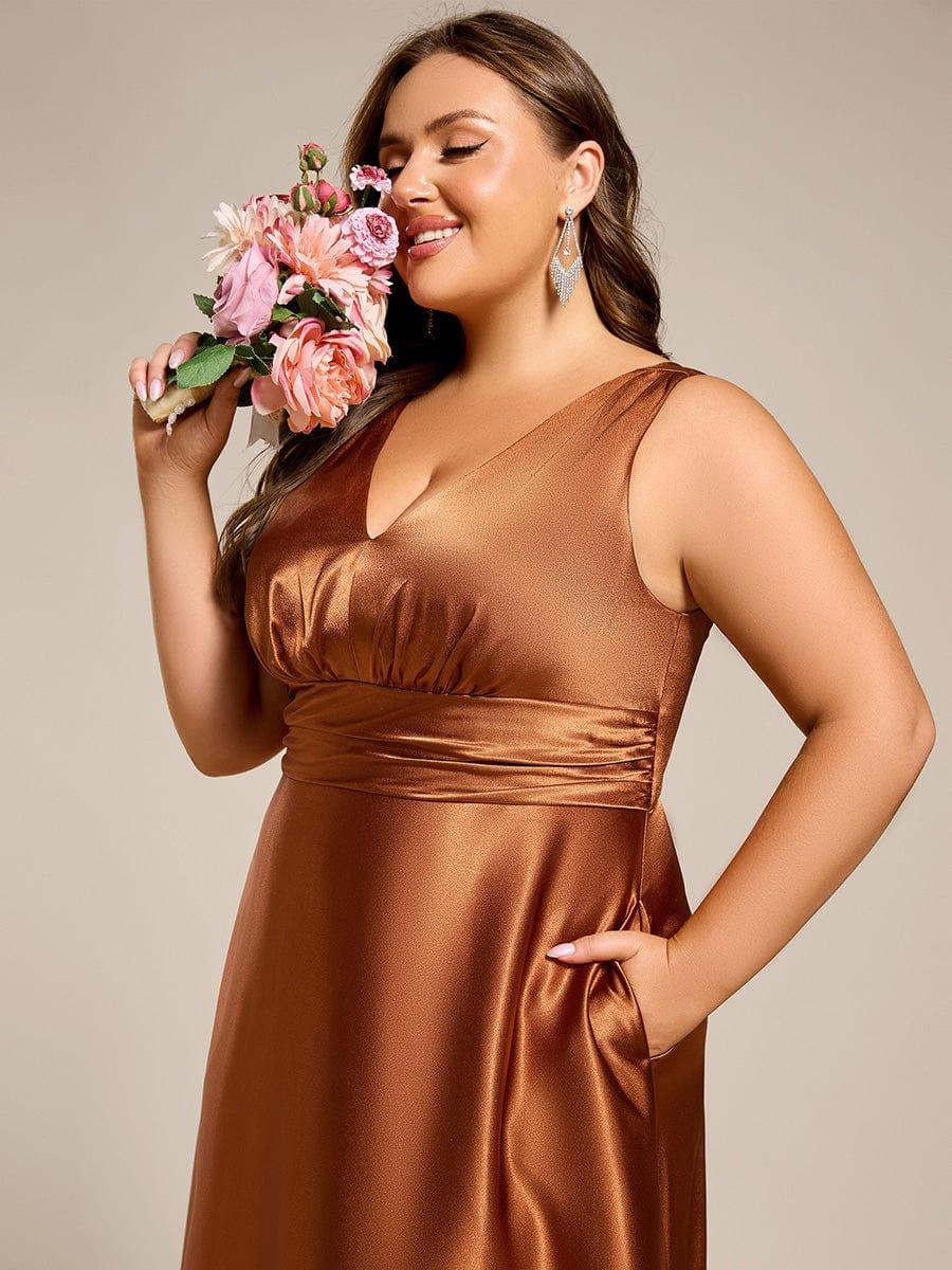 ever INDY|Sleeveless Empire Waist Satin Maxi Bridesmaid Dress With Pockets - Image 25