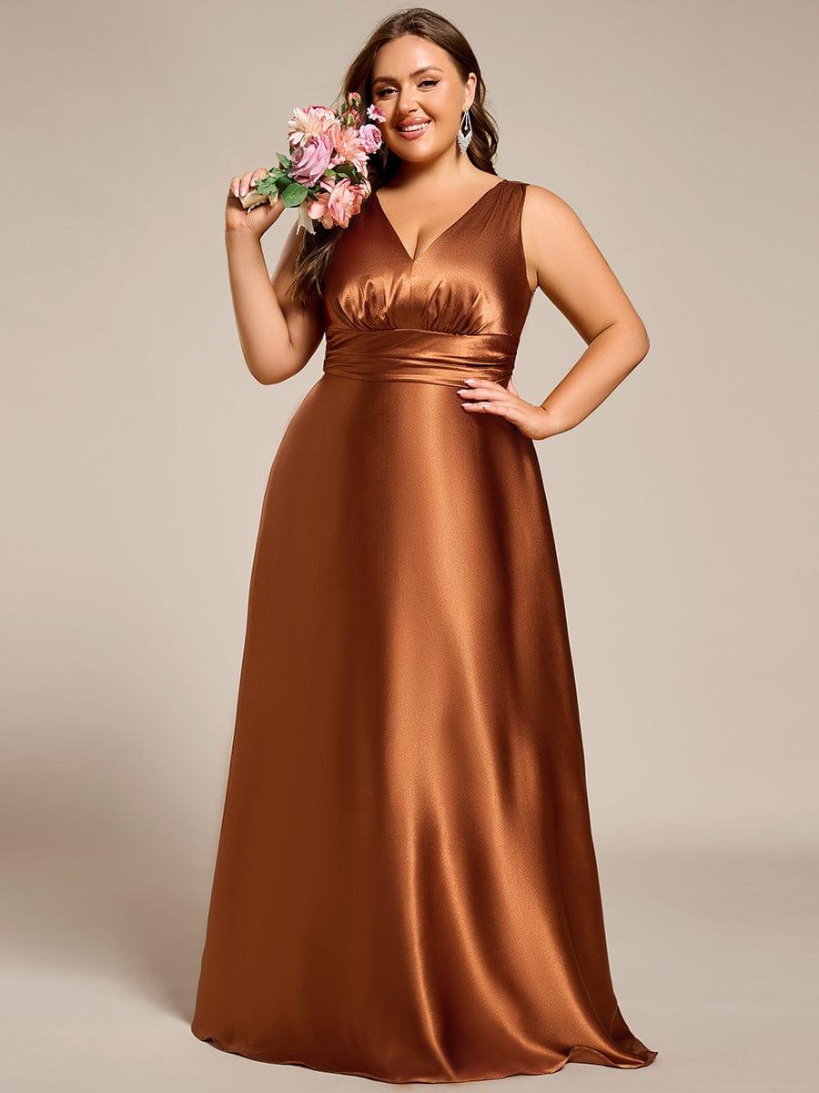 ever INDY|Sleeveless Empire Waist Satin Maxi Bridesmaid Dress With Pockets - Image 27