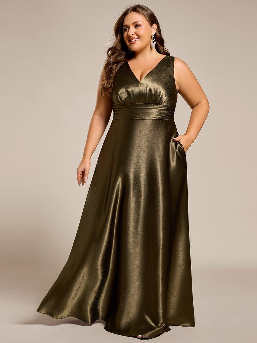 ever INDY|Sleeveless Empire Waist Satin Maxi Bridesmaid Dress With Pockets - Image 40