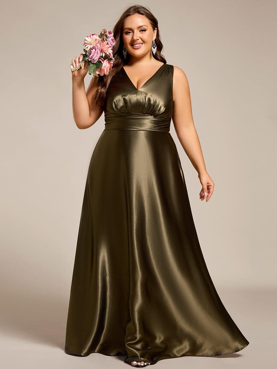 ever INDY|Sleeveless Empire Waist Satin Maxi Bridesmaid Dress With Pockets - Image 43