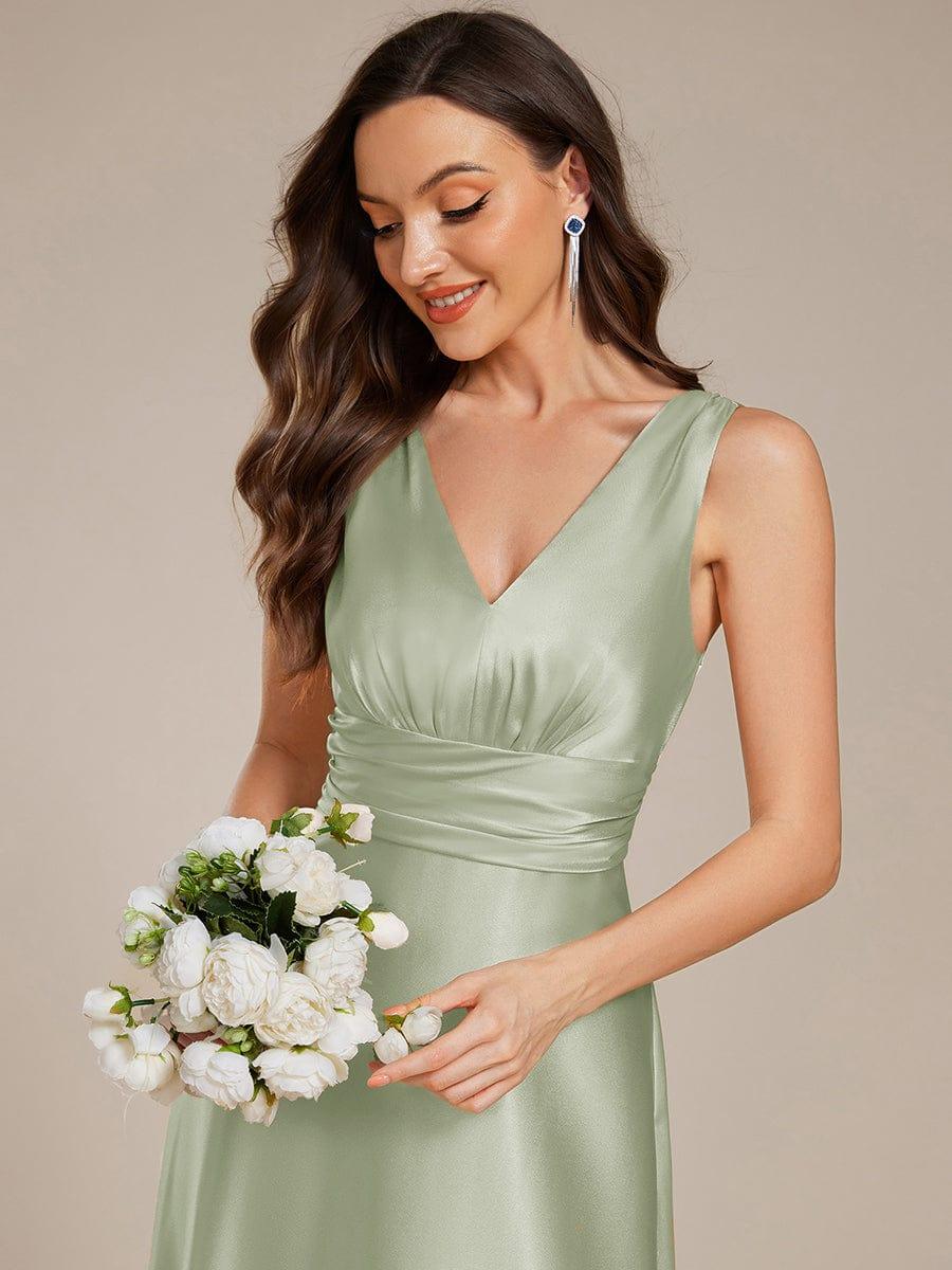 ever INDY|Sleeveless Empire Waist Satin Maxi Bridesmaid Dress With Pockets - Image 55