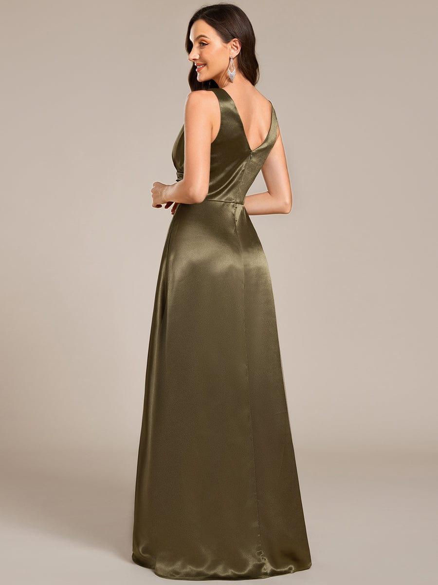 ever INDY|Sleeveless Empire Waist Satin Maxi Bridesmaid Dress With Pockets - Image 7