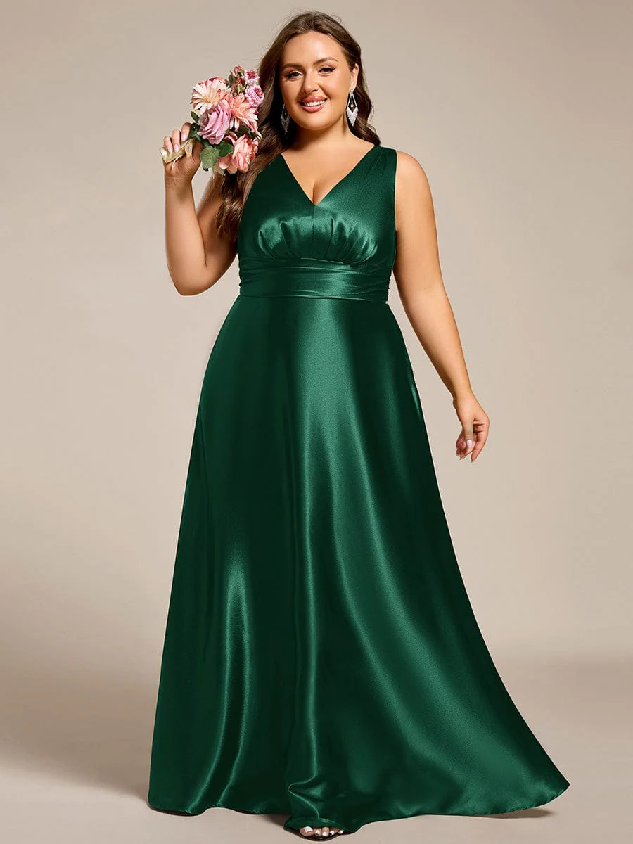 ever INDY|Sleeveless Empire Waist Satin Maxi Bridesmaid Dress With Pockets - Image 71