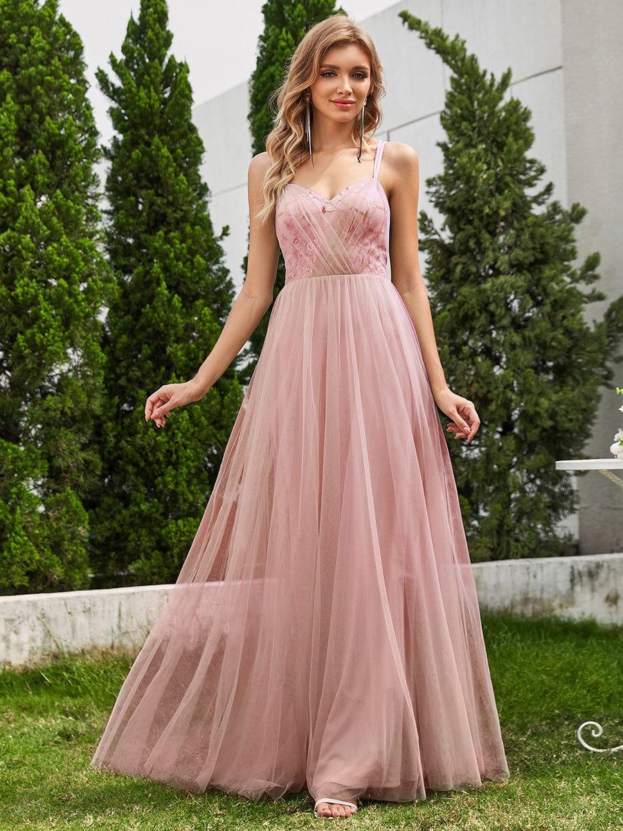ever LOGAN|Sleeveless Paillette Tulle Dress with Cross-Back Straps In Pink - Image 5