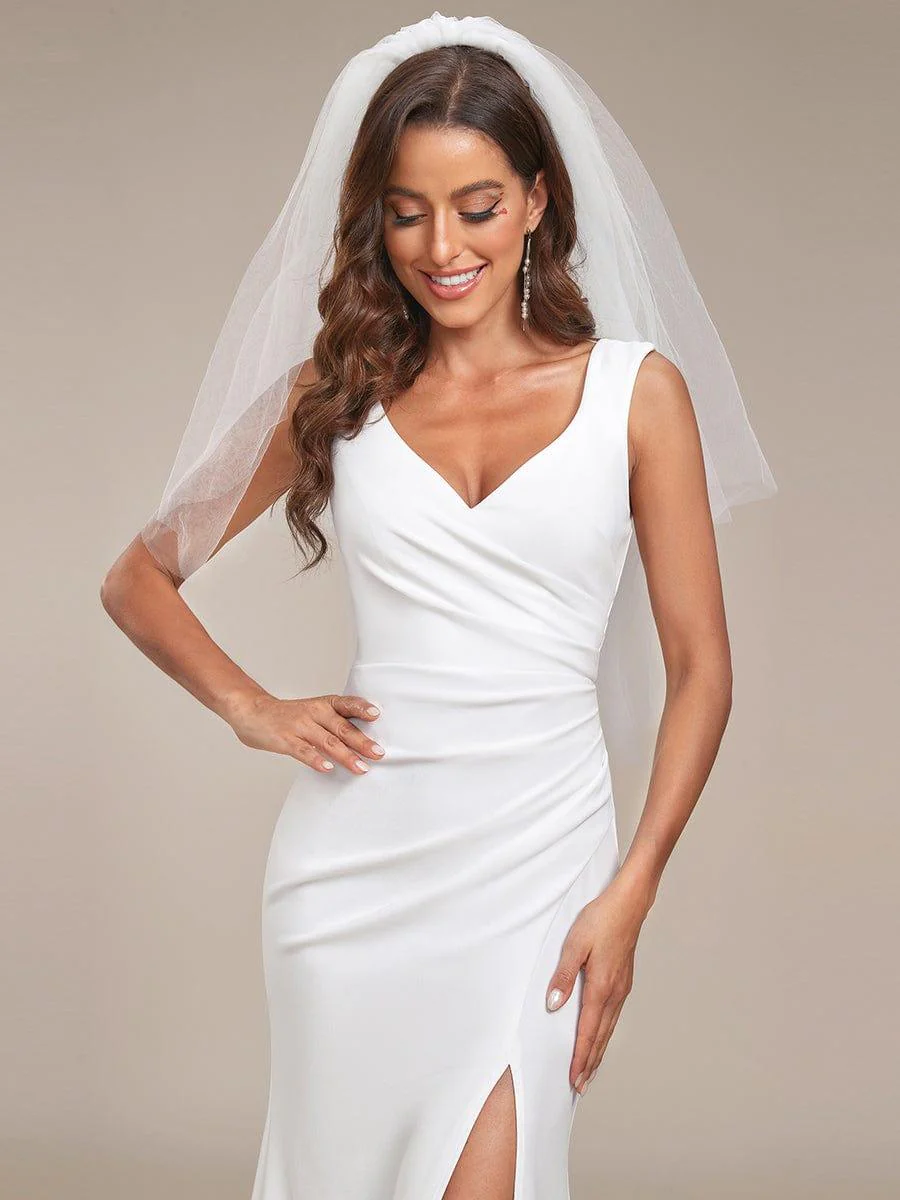 ever ARDEN|Sleeveless Ruched Sweetheart Fit and Flare Wedding Dress - Image 3