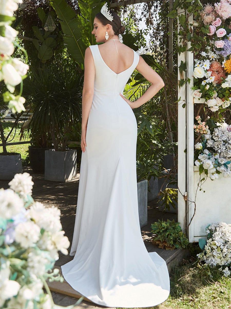 ever ARDEN|Sleeveless Ruched Sweetheart Fit and Flare Wedding Dress - Image 7