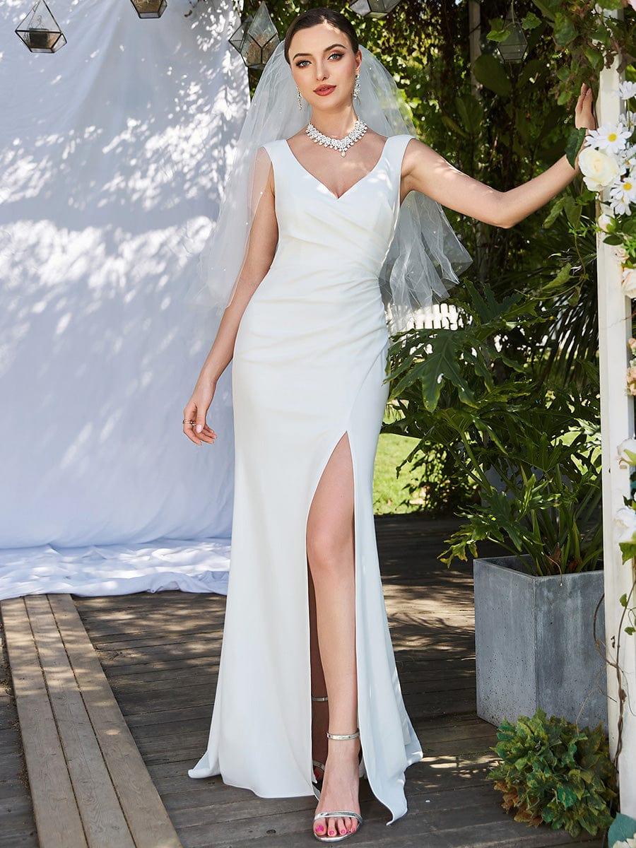 ever ARDEN|Sleeveless Ruched Sweetheart Fit and Flare Wedding Dress - Image 9