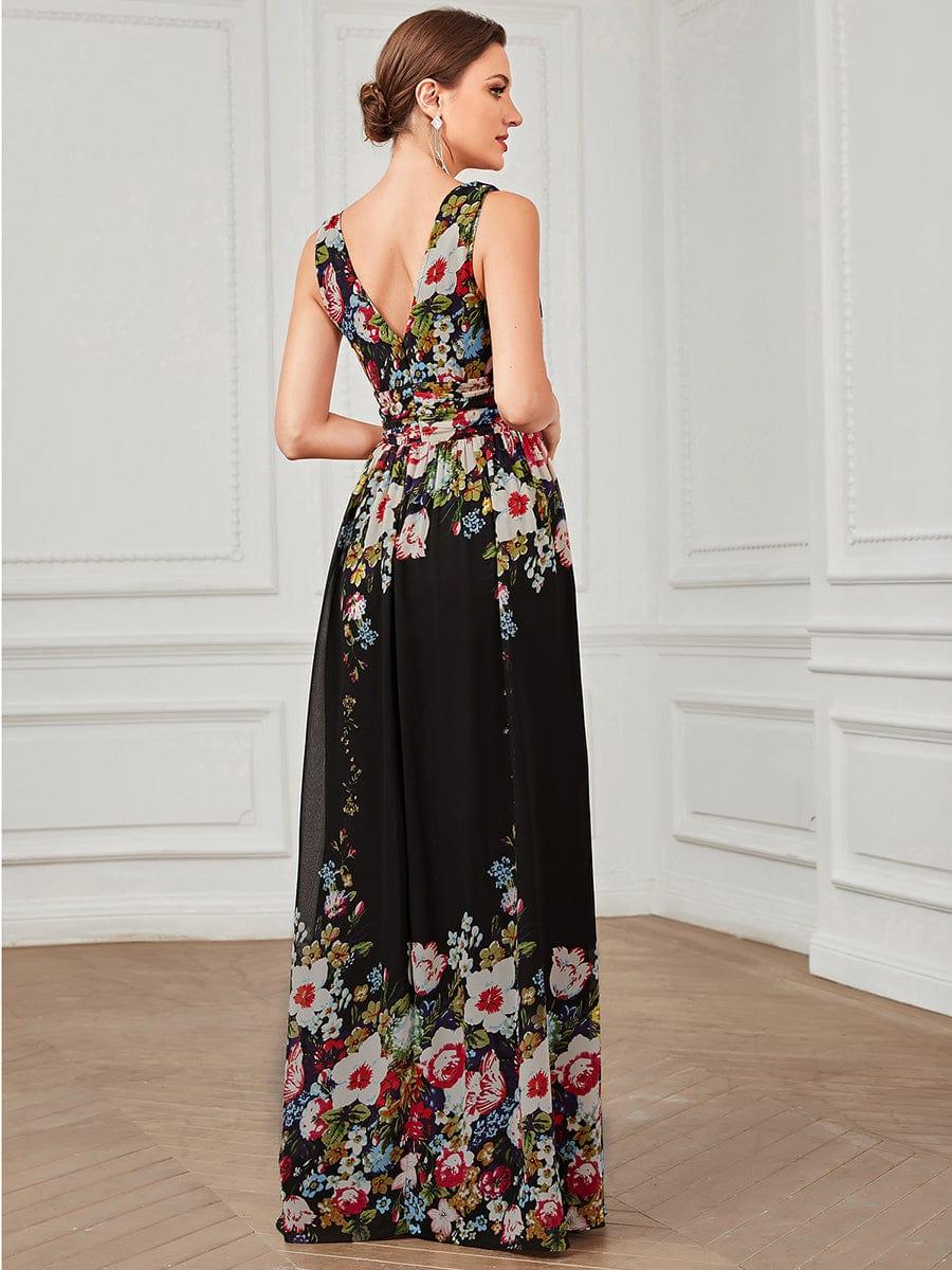 ever HUSH|V Neck Sleeveless Pleated Chiffon Evening Dress - Image 134