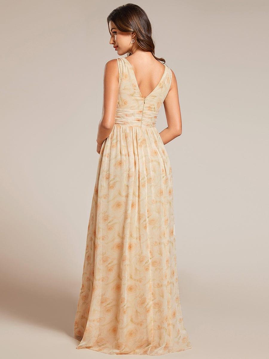 ever HUSH|V Neck Sleeveless Pleated Chiffon Evening Dress - Image 140