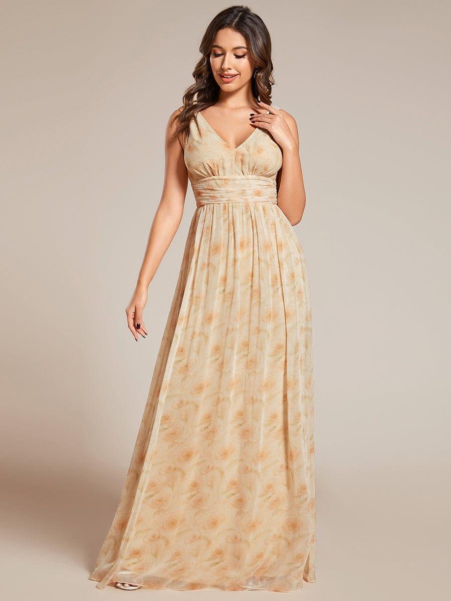 ever HUSH|V Neck Sleeveless Pleated Chiffon Evening Dress - Image 143