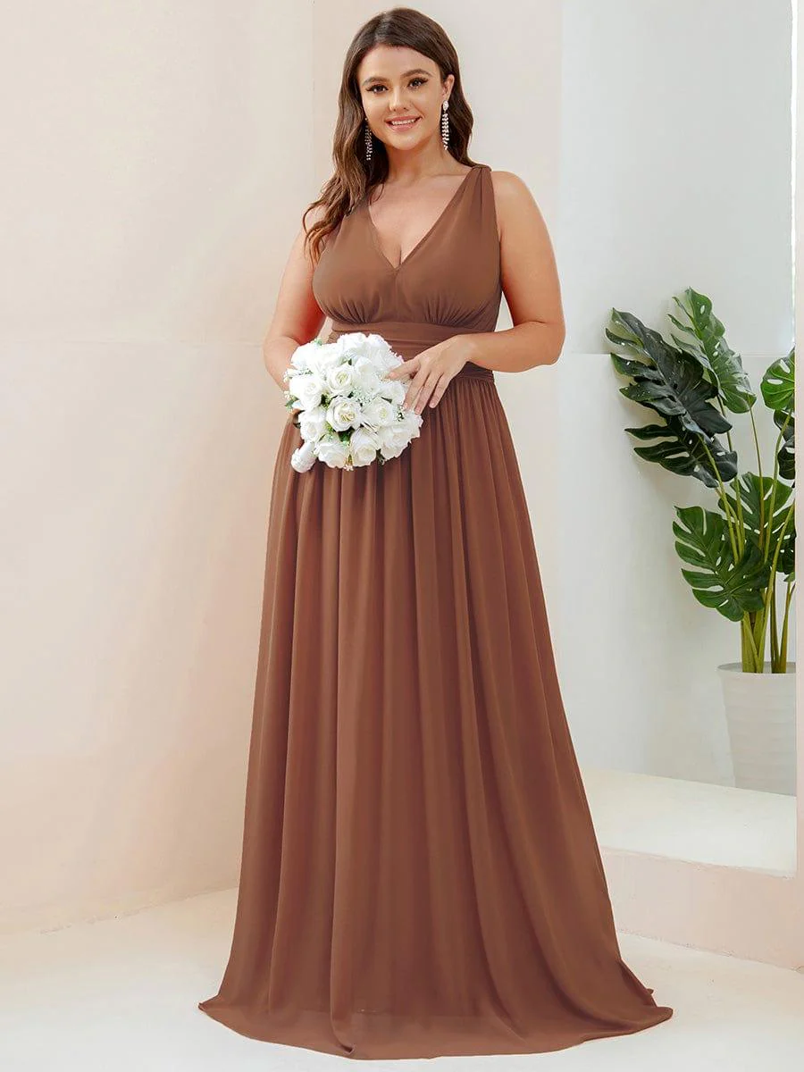 ever HUSH|V Neck Sleeveless Pleated Chiffon Evening Dress - Image 157
