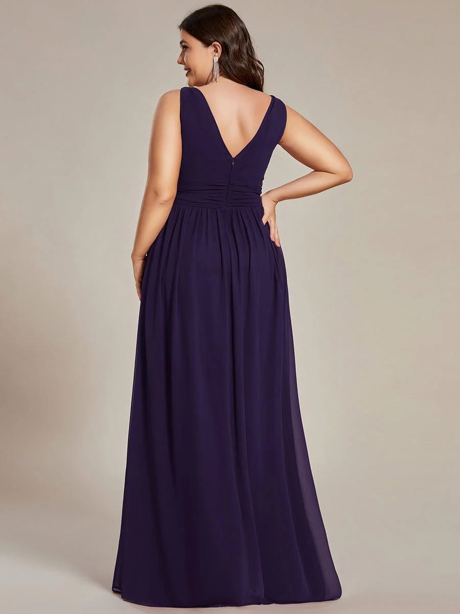 ever HUSH|V Neck Sleeveless Pleated Chiffon Evening Dress - Image 50
