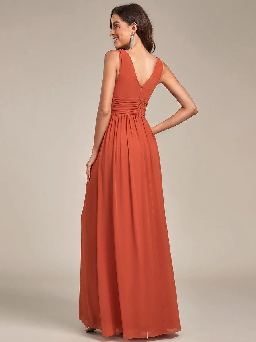 ever HUSH|V Neck Sleeveless Pleated Chiffon Evening Dress - Image 6