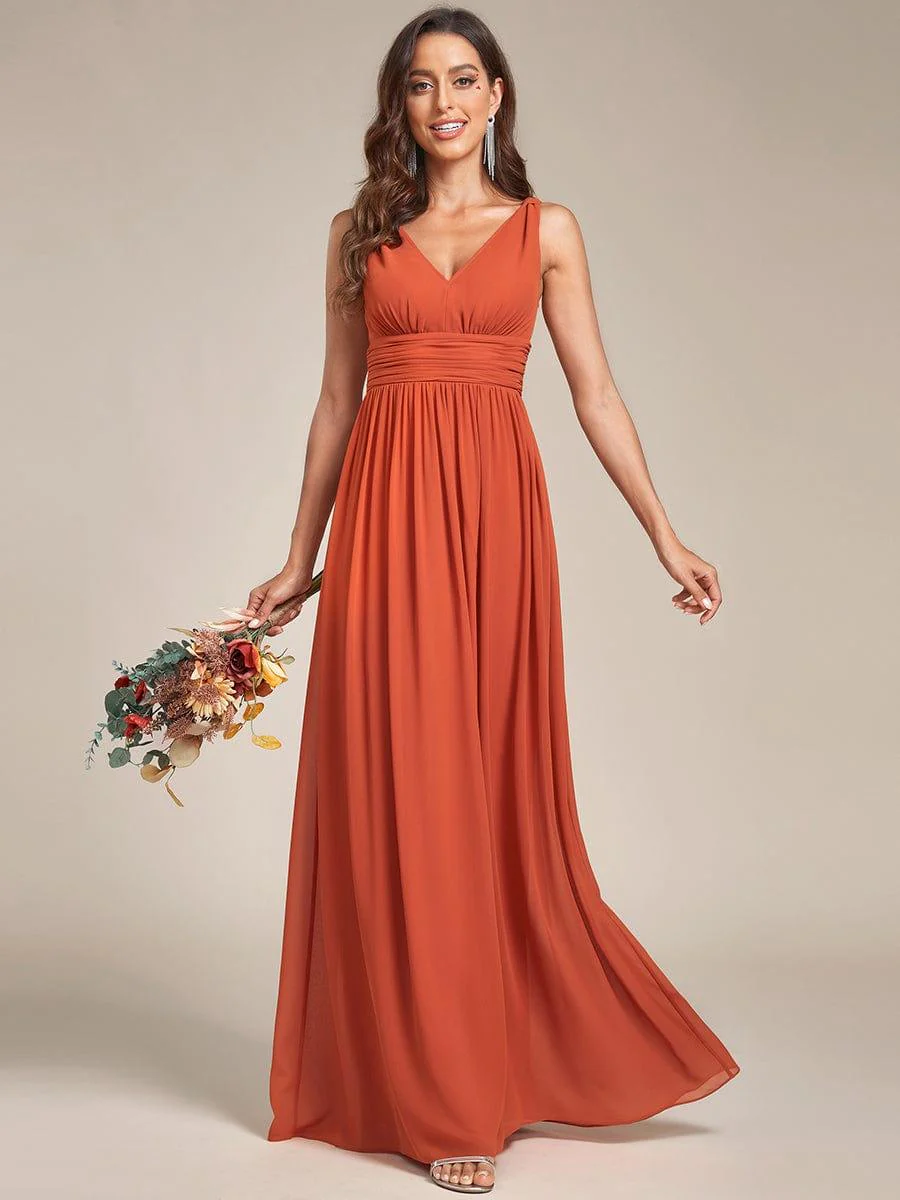 ever HUSH|V Neck Sleeveless Pleated Chiffon Evening Dress - Image 69