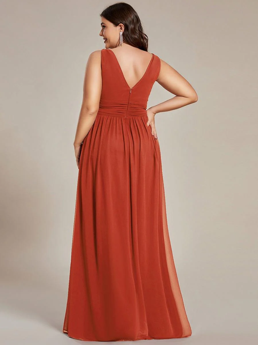 ever HUSH|V Neck Sleeveless Pleated Chiffon Evening Dress - Image 71