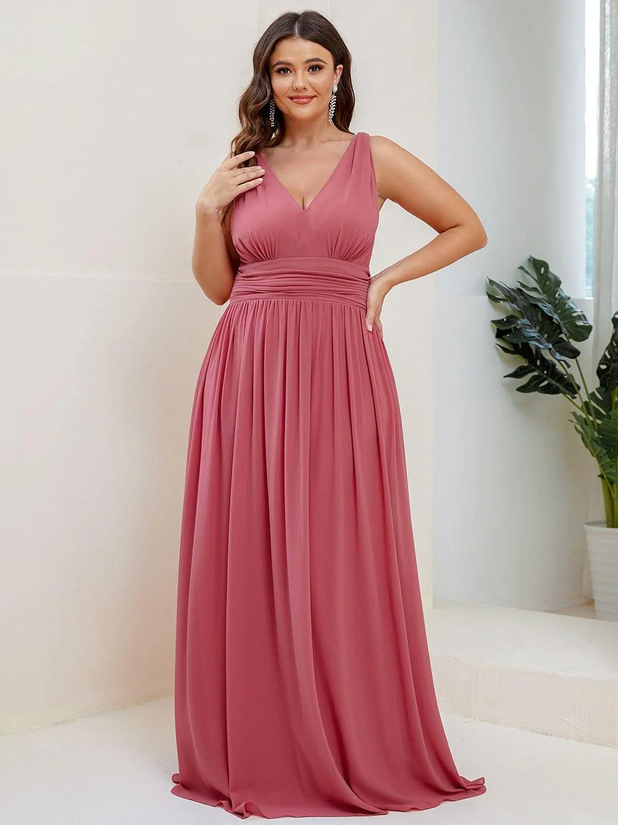 ever HUSH|V Neck Sleeveless Pleated Chiffon Evening Dress - Image 88