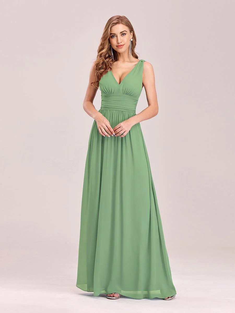 ever HUSH|Elegant V Neck A Line Chiffon Maxi Bridesmaid Dresses - Image 101