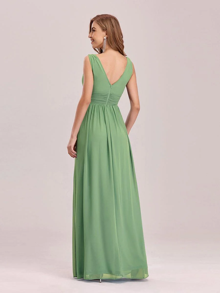 ever HUSH|Elegant V Neck A Line Chiffon Maxi Bridesmaid Dresses - Image 102