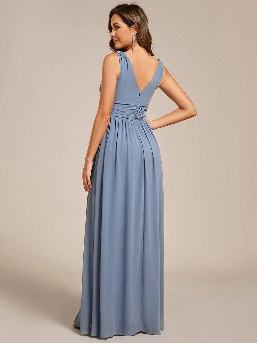 ever HUSH|Elegant V Neck A Line Chiffon Maxi Bridesmaid Dresses - Image 105