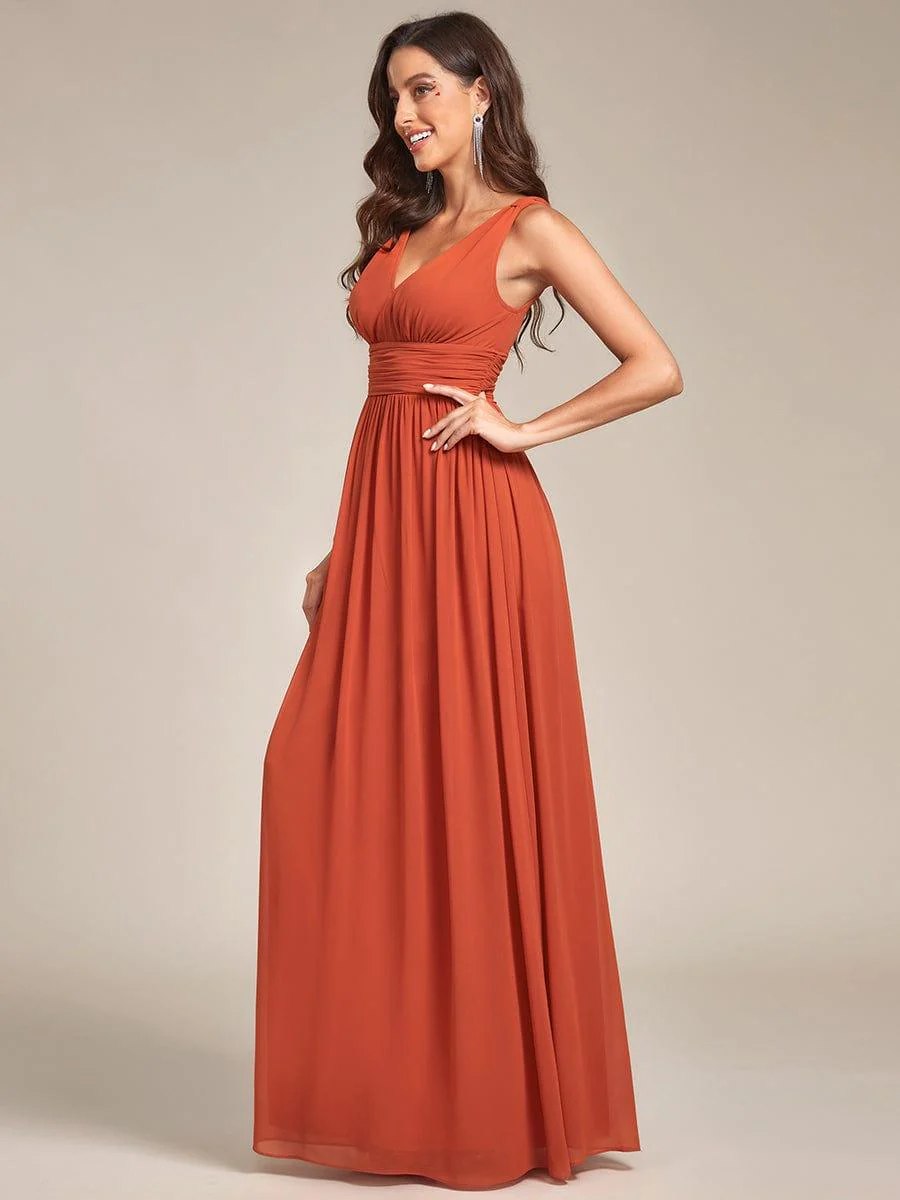 ever HUSH|Elegant V Neck A Line Chiffon Maxi Bridesmaid Dresses - Image 111