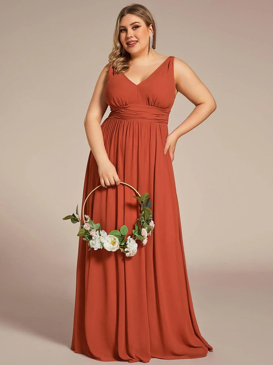 ever HUSH|Elegant V Neck A Line Chiffon Maxi Bridesmaid Dresses - Image 112