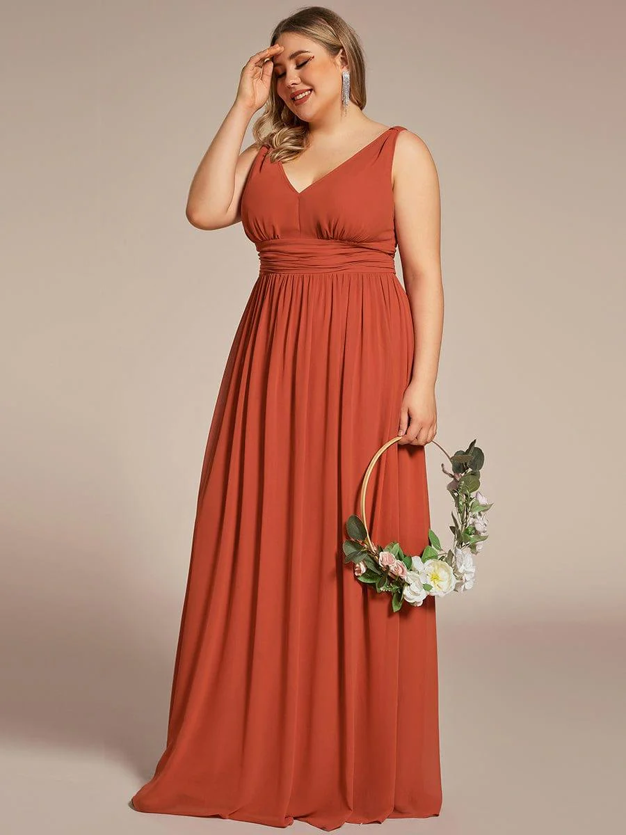 ever HUSH|Elegant V Neck A Line Chiffon Maxi Bridesmaid Dresses - Image 115