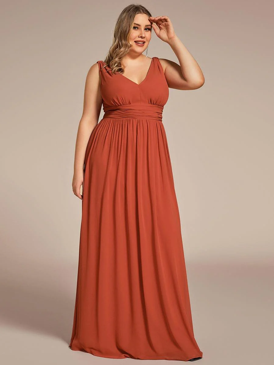 ever HUSH|Elegant V Neck A Line Chiffon Maxi Bridesmaid Dresses - Image 116