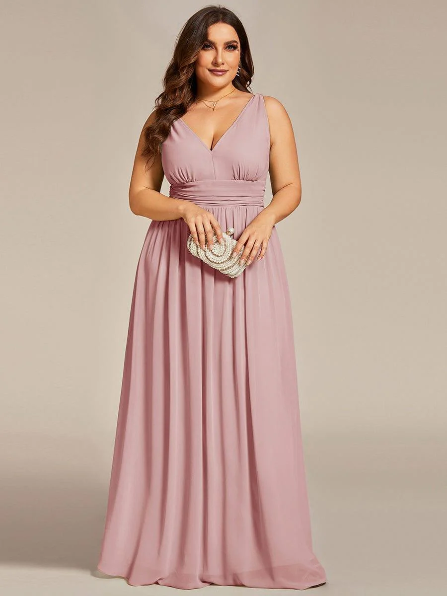 ever HUSH|Elegant V Neck A Line Chiffon Maxi Bridesmaid Dresses - Image 120