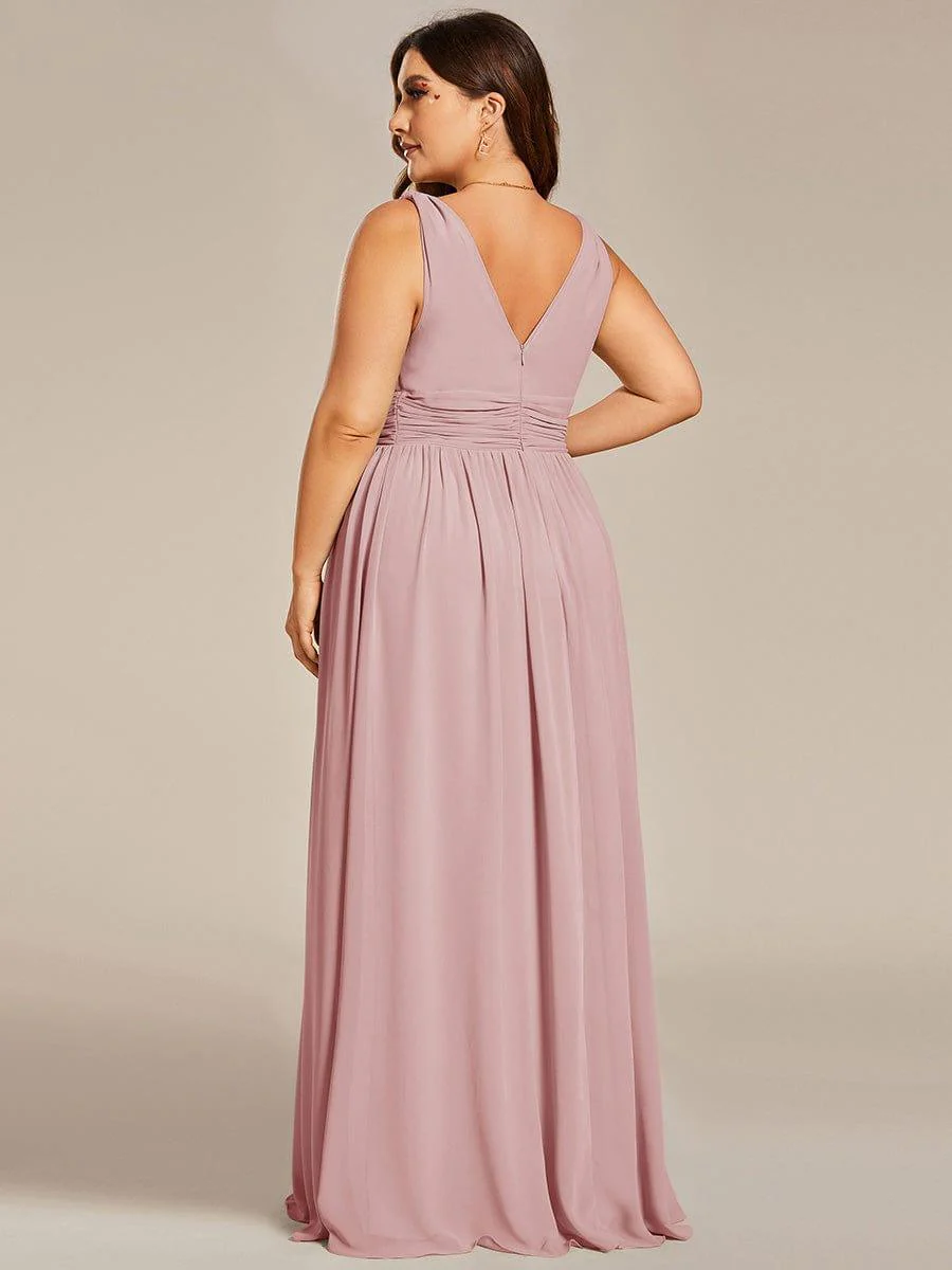 ever HUSH|Elegant V Neck A Line Chiffon Maxi Bridesmaid Dresses - Image 121