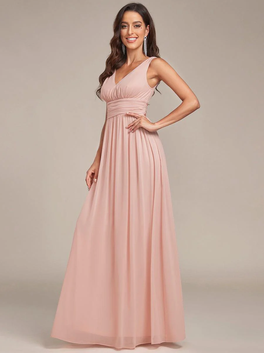 ever HUSH|Elegant V Neck A Line Chiffon Maxi Bridesmaid Dresses - Image 139