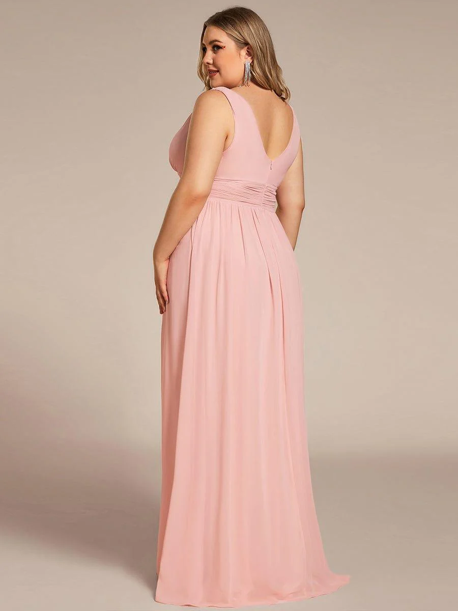 ever HUSH|Elegant V Neck A Line Chiffon Maxi Bridesmaid Dresses - Image 141