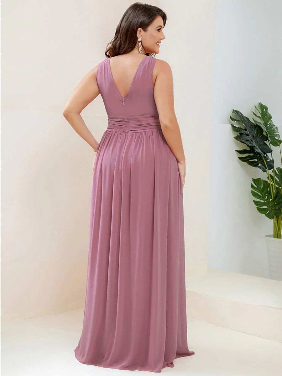 ever HUSH|Elegant V Neck A Line Chiffon Maxi Bridesmaid Dresses - Image 151