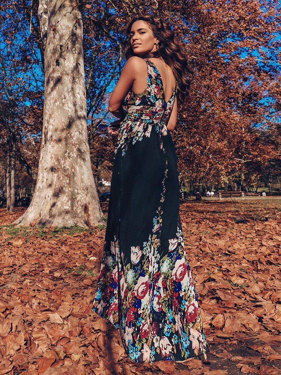 ever HUSH|Elegant V Neck A Line Chiffon Maxi Bridesmaid Dresses - Image 28