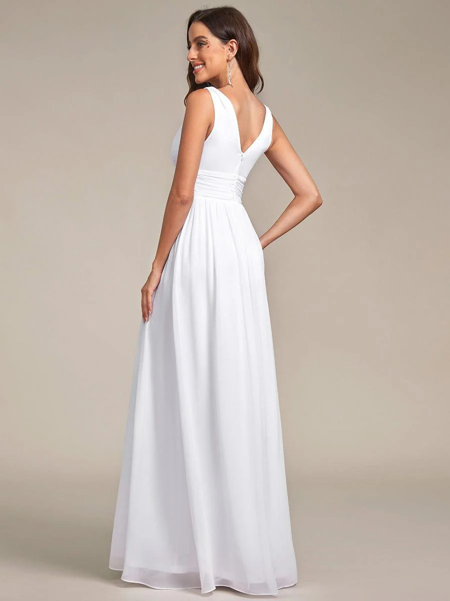 ever HUSH|Elegant V Neck A Line Chiffon Maxi Bridesmaid Dresses - Image 50