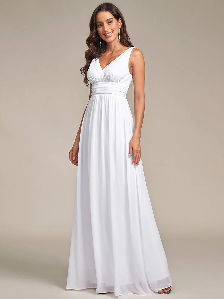 ever HUSH|Elegant V Neck A Line Chiffon Maxi Bridesmaid Dresses - Image 52