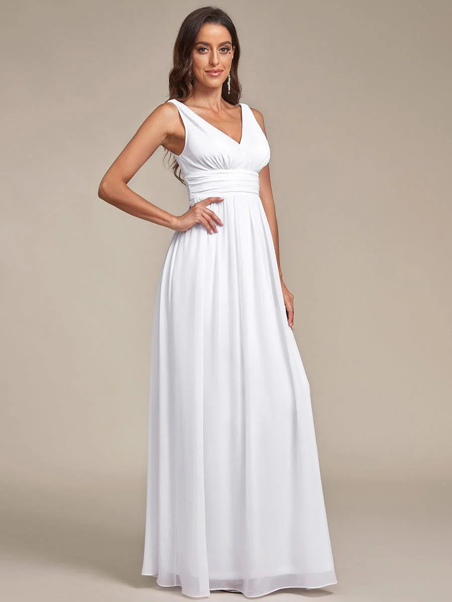 ever HUSH|Elegant V Neck A Line Chiffon Maxi Bridesmaid Dresses - Image 53