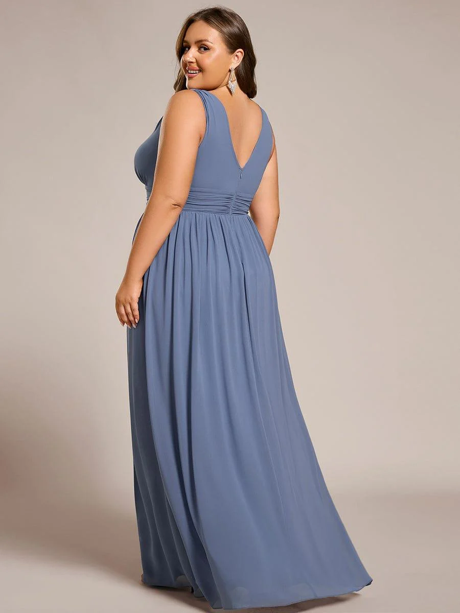 ever HUSH|Elegant V Neck A Line Chiffon Maxi Bridesmaid Dresses - Image 69