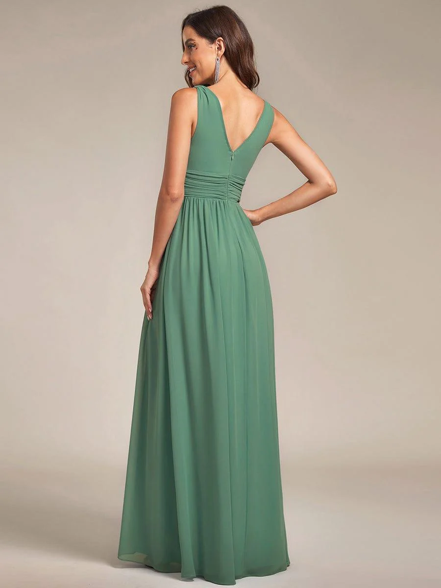 ever HUSH|Elegant V Neck A Line Chiffon Maxi Bridesmaid Dresses - Image 87