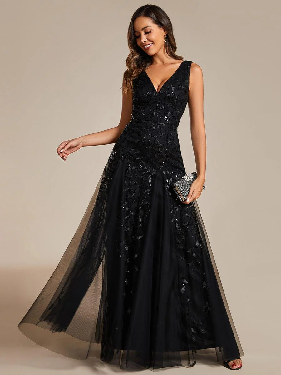 ever ZOEY|Sleeveless V-Neck Sequined A-Line Evening Dresses - Image 18