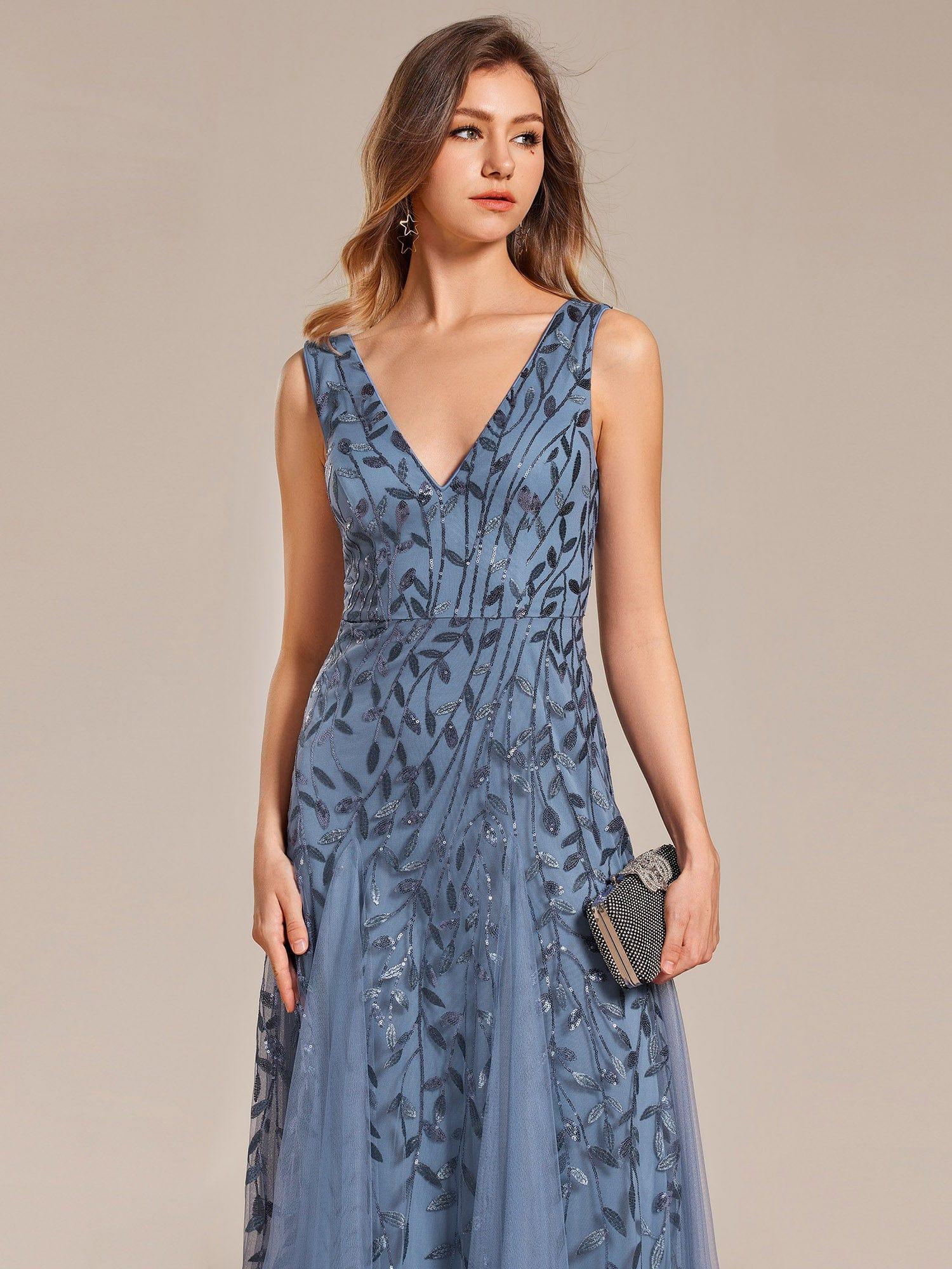 ever ZOEY|Sleeveless V-Neck Sequined A-Line Evening Dresses - Image 36