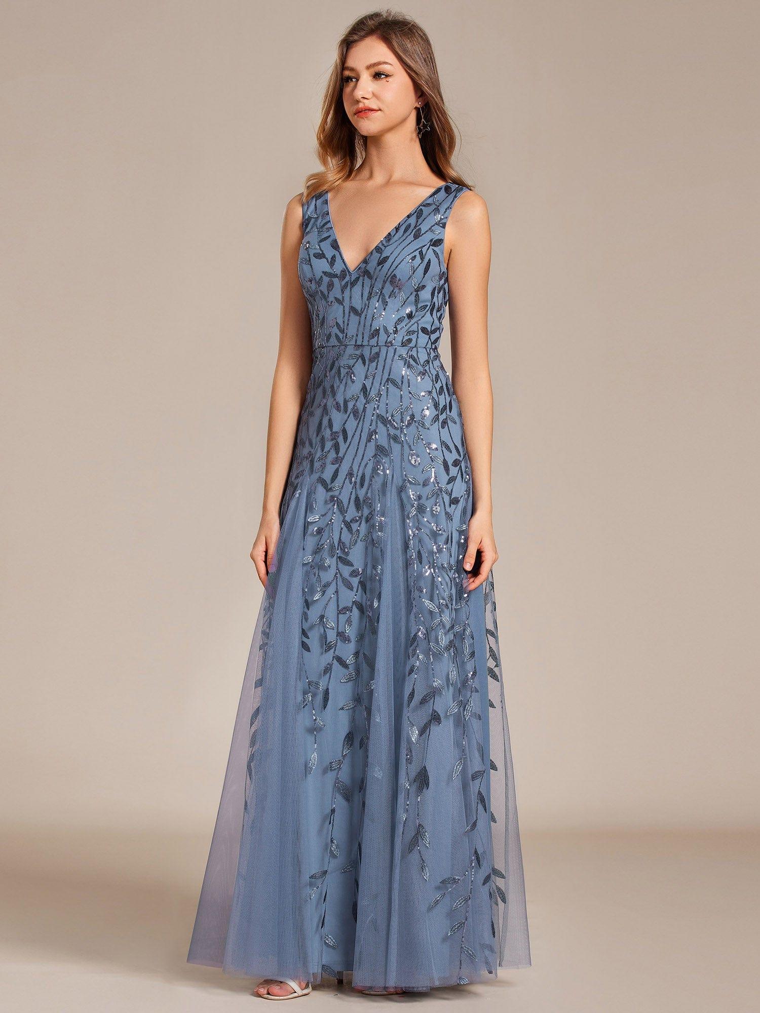 ever ZOEY|Sleeveless V-Neck Sequined A-Line Evening Dresses - Image 37