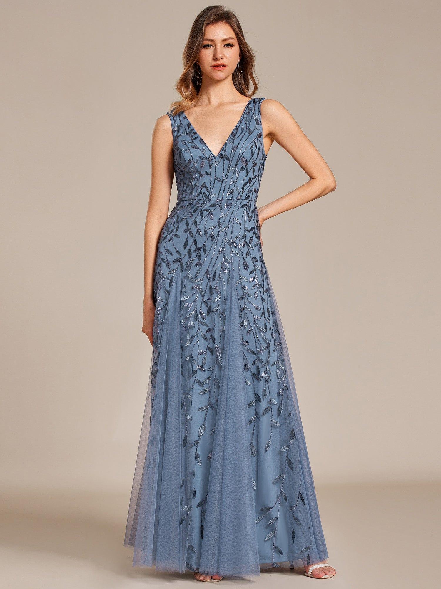 ever ZOEY|Sleeveless V-Neck Sequined A-Line Evening Dresses - Image 38